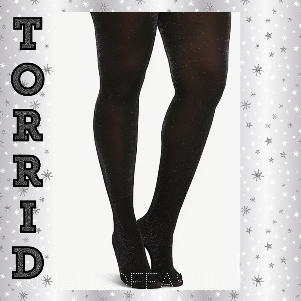 TORRID Black Sparkly Opague Tights!